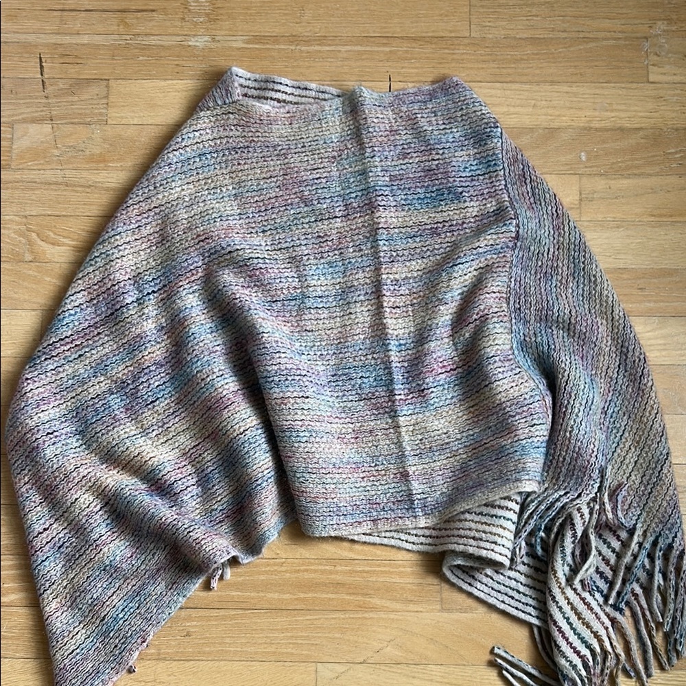 Gray and Blue Knit Shrug Sweater